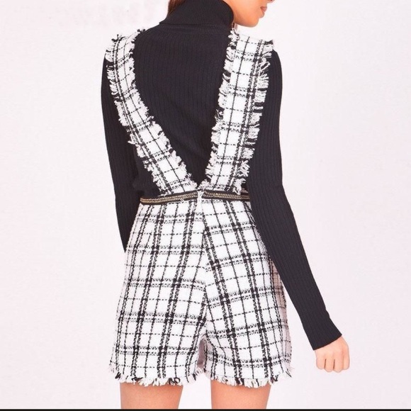 Pants - Glamaker Black and White Plaid Romper